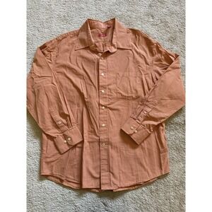 IZOD Men's Button Down Long Sleeve Stretch Shirt Orange Size XL